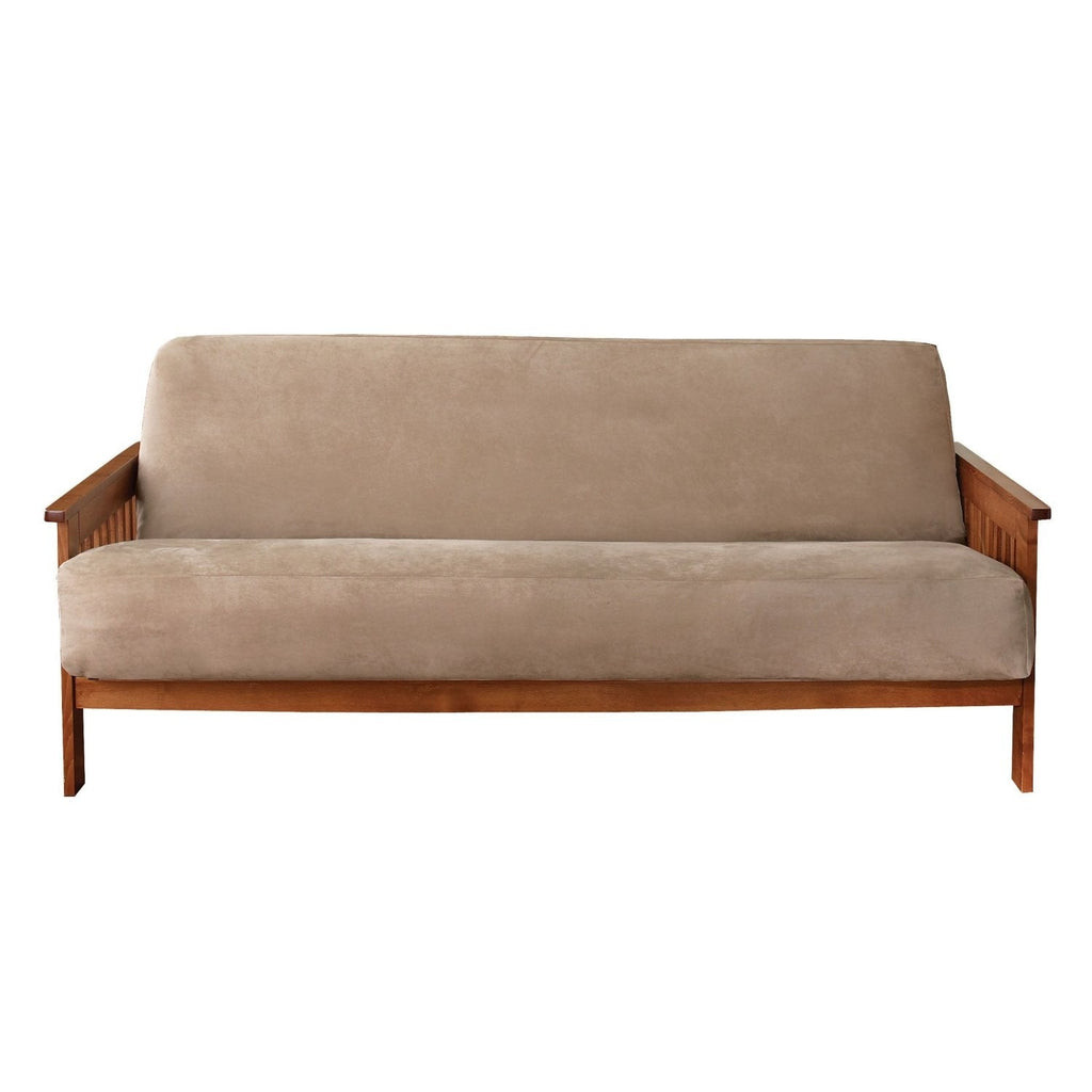 Beige Full-size Futon Cover in Soft Woven Suede