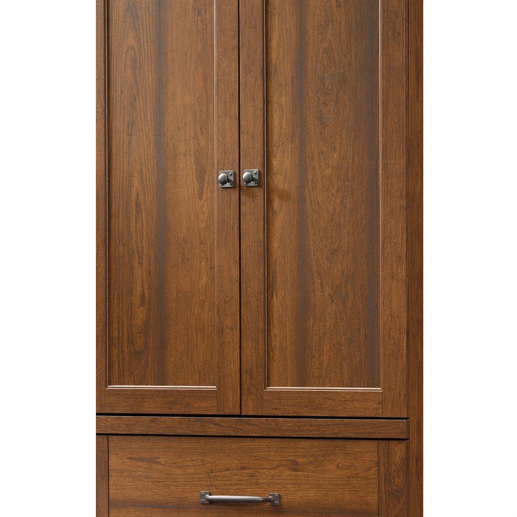 Bedroom Wardrobe Cabinet Storage Armoire in Medium Brown Cherry Wood Finish - Deals Kiosk