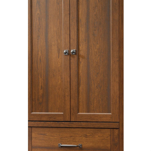 Bedroom Wardrobe Cabinet Storage Armoire in Medium Brown Cherry Wood Finish - Deals Kiosk