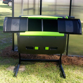 Rotating 65-Gallon Compost Bin Tumbler with 2 Compartments - Deals Kiosk