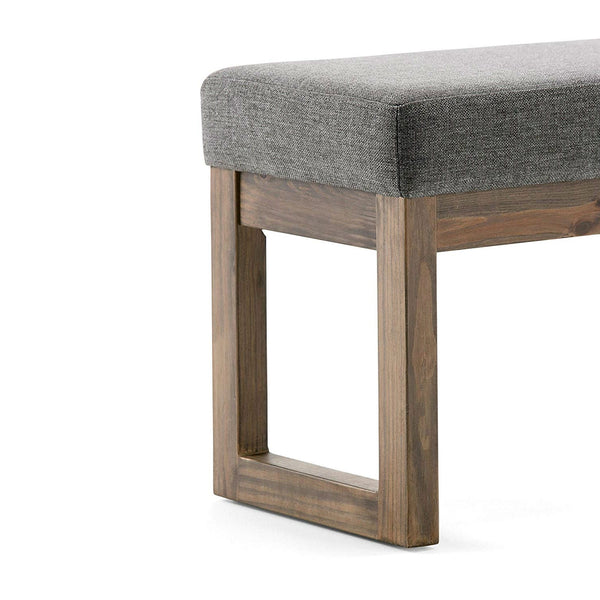 Modern Wood Frame Accent Bench Ottoman with Grey Upholstered Fabric Seat - Deals Kiosk