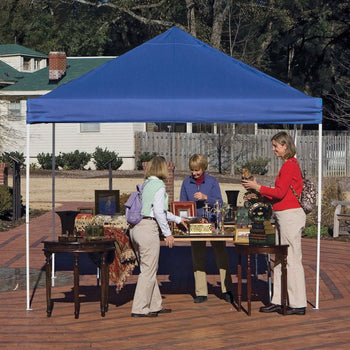 Blue 10-Ft x 10-Ft Pop Up Canopy with Steel Frame and Spike Anchors