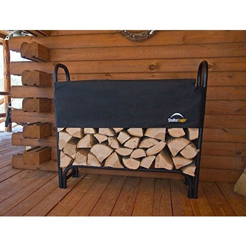 Outdoor Firewood Rack 4-Ft Steel Frame Wood Log Storage with Cover - Deals Kiosk