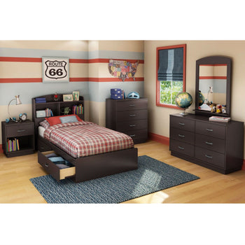 Chocolate Brown Modern Bedroom 6-Drawer Double Dresser Wardrobe - Deals Kiosk