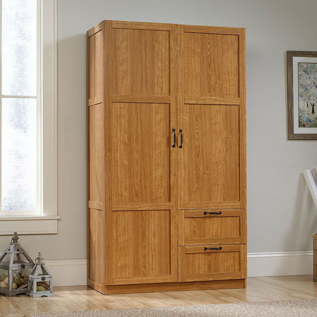 Bedroom Wardrobe Cabinet Storage Closet Organizer in Medium Oak Finish - Deals Kiosk