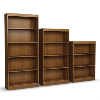 Contemporary 4-Shelf Bookcase in Medium Cherry Wood Finish - Deals Kiosk