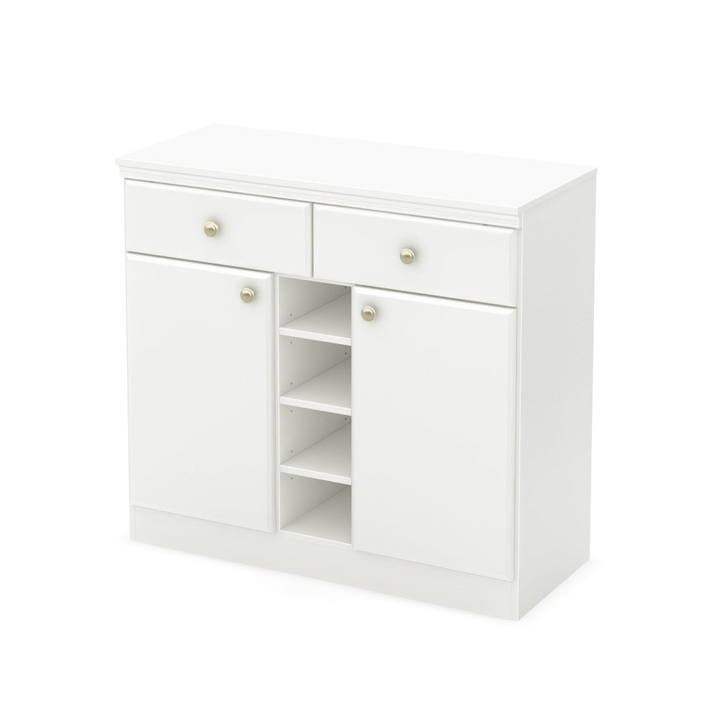 White Dining Room Sideboard Buffet Console Table with 2 Drawers - Deals Kiosk