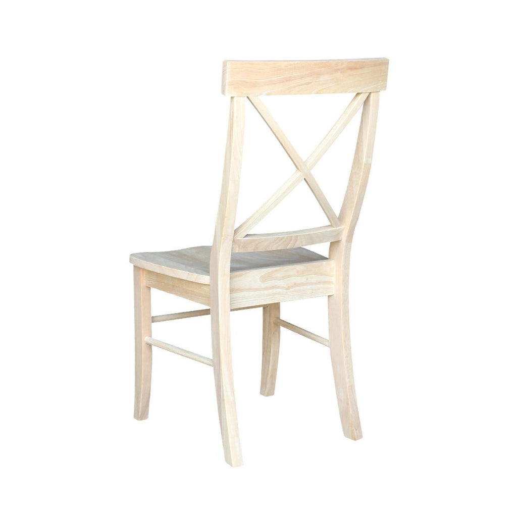 Set of 2 - Unfinished Wood Dining Chairs with X-Back Seat Backrest - Deals Kiosk
