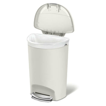 Heavy Duty 13-Gallon Kitchen Trash Can with Step Open Lid in Beige Stone