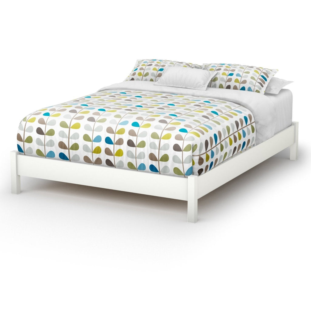 Queen size Platform Bed in Pure White Finish - Deals Kiosk