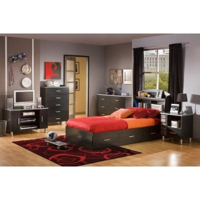 Black Onyx Twin-Size Platform Bed with 3 Spacious Drawers - Deals Kiosk