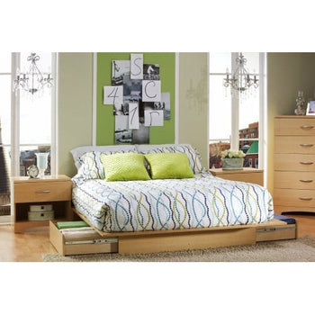 Full / Queen size Maple Platform Bed Frame with Storage Drawers - Deals Kiosk