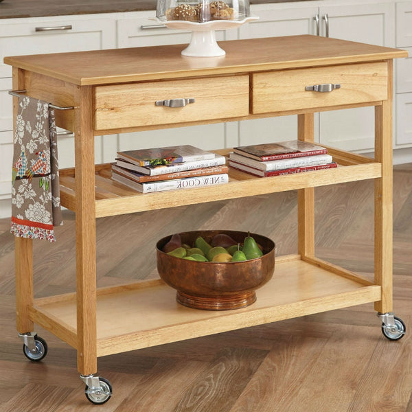 Solid Wood Kitchen Cart with Heavy Duty Casters - Deals Kiosk