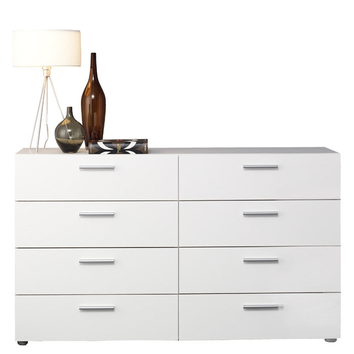 White Modern Bedroom 8-Drawer Double Dresser - Deals Kiosk