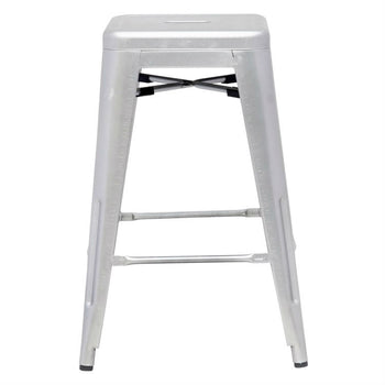 Indoor Outdoor Backless Stacking Counter Height Bar Stool in Gunmetal Steel - Deals Kiosk