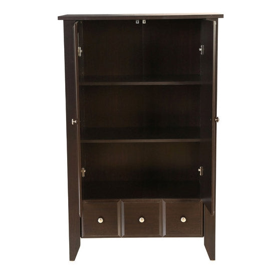 2-Door Bedroom Clothes Storage Cabinet Wardrobe Armoire Dark Brown Wood Finish - Deals Kiosk