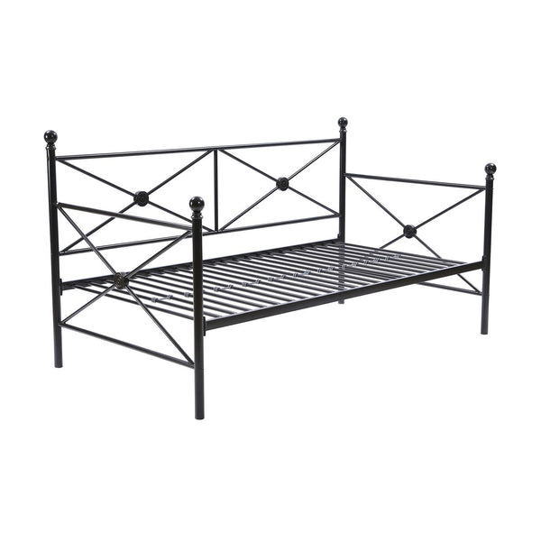 Twin size Black Metal Day Bed Frame and Roll out Trundle Set - Deals Kiosk