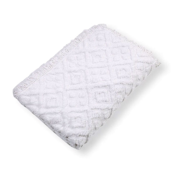 Twin size 100% Cotton Bedspread with White Diamond Pattern and Fringed Edges - Deals Kiosk