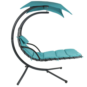 Teal Single Person Sturdy Modern Chaise Lounger Hammock Chair Porch Swing - Deals Kiosk