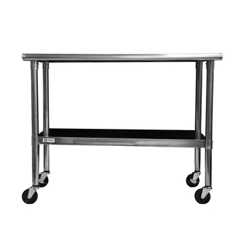 2ft x 4ft Stainless Steel Top Kitchen Prep Table with Locking Casters Wheels - Deals Kiosk