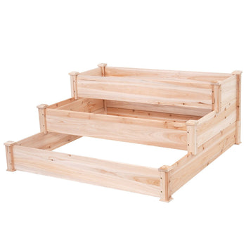 Solid Wood 4 Ft x 4 Ft Raised Garden Bed Planter 3-Tier - Deals Kiosk