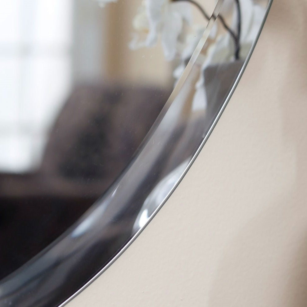 Oval 36-inch Frameless Beveled Vanity Wall Mirror - Deals Kiosk