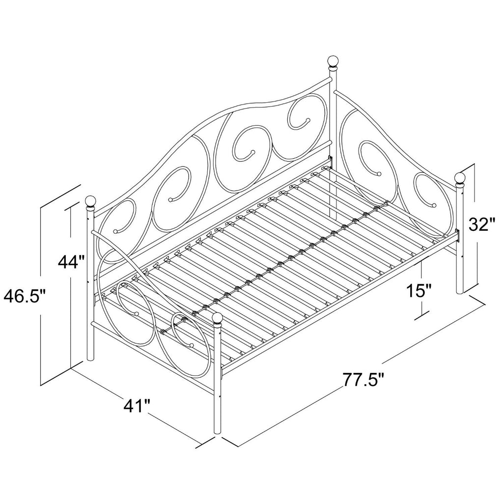 Twin Scrolling Metal Day Bed Frame in Contemporary Brushed Bronze Dark Pewter - Deals Kiosk