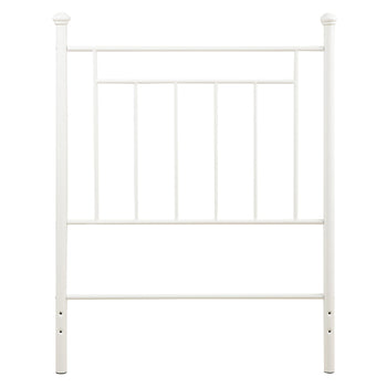 Twin size White Metal Headboard with Simple Lines and Decorative Finals - Deals Kiosk