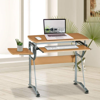 Compact Contemporary Computer Desk in Light Cherry Finish - Deals Kiosk