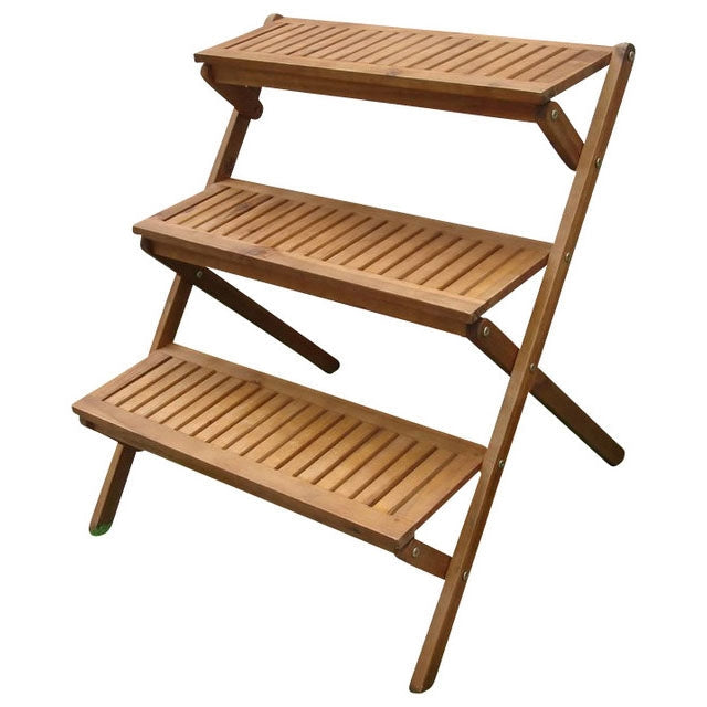 3-Tier Planter Stand in Eucalyptus Wood for Outdoor or Indoor Use - Deals Kiosk