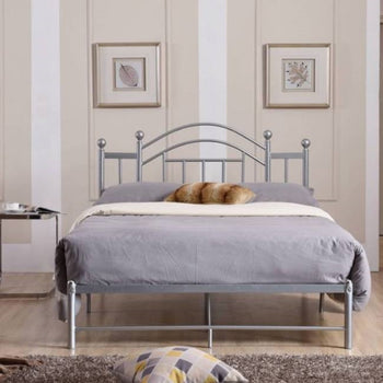 Twin Metal Platform Bed Frame with Headboard in Silver Finish - Deals Kiosk