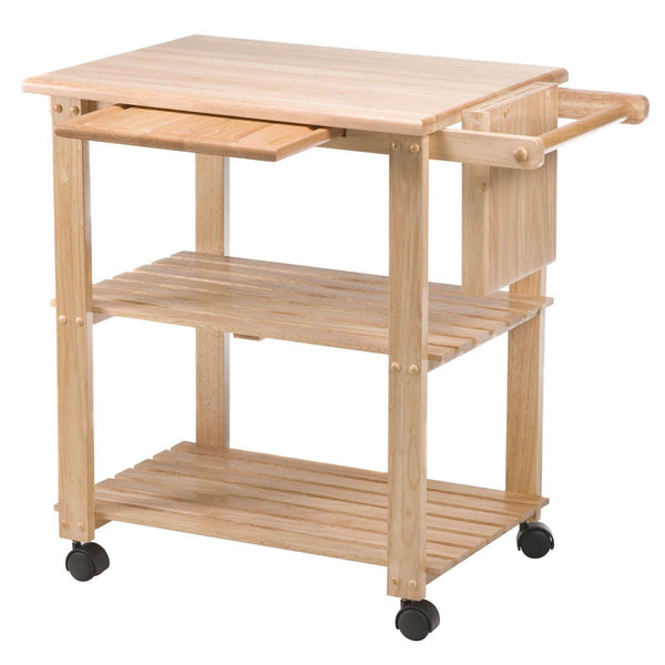 Solid Wood Kitchen Utility Microwave Cart with Pull-Out Cutting Board - Deals Kiosk