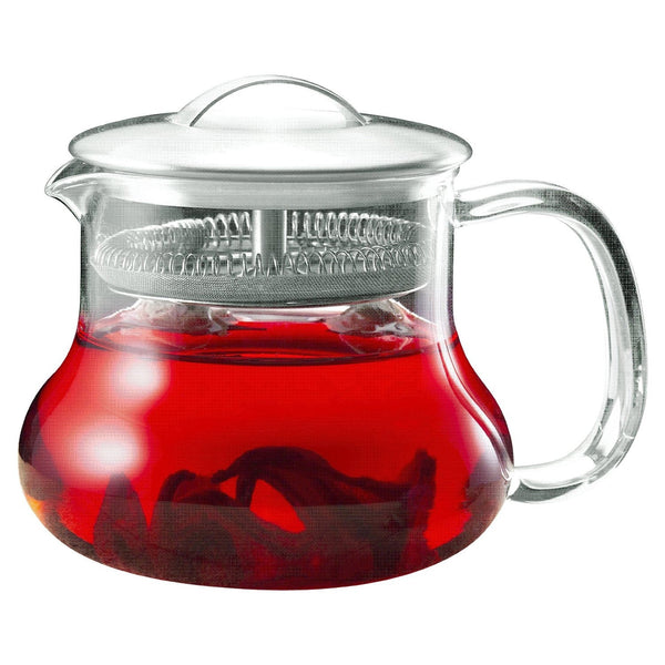 22-ounce Glass Kettle Tea Pot Strainer with Stainless Steel Lid