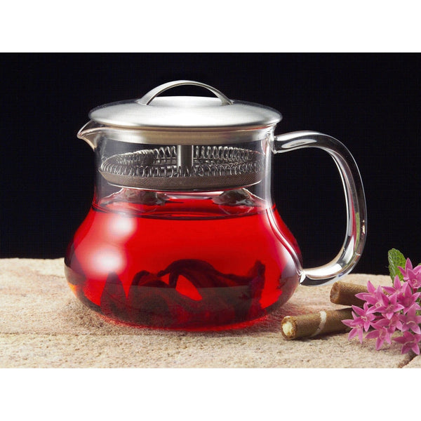 22-ounce Glass Kettle Tea Pot Strainer with Stainless Steel Lid - Deals Kiosk