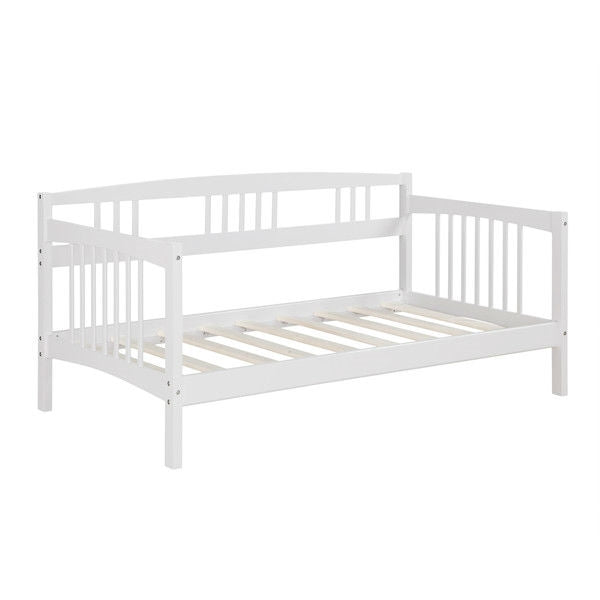 Twin size Traditional Pine Wood Day Bed Frame in White Finish - Deals Kiosk