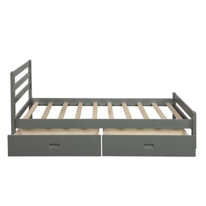 Twin size Gray Low Profile 2 Drawer Storage Platform Bed - Deals Kiosk