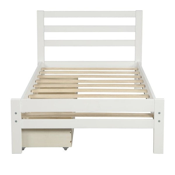 Twin size White Low Profile 2 Drawer Storage Platform Bed - Deals Kiosk