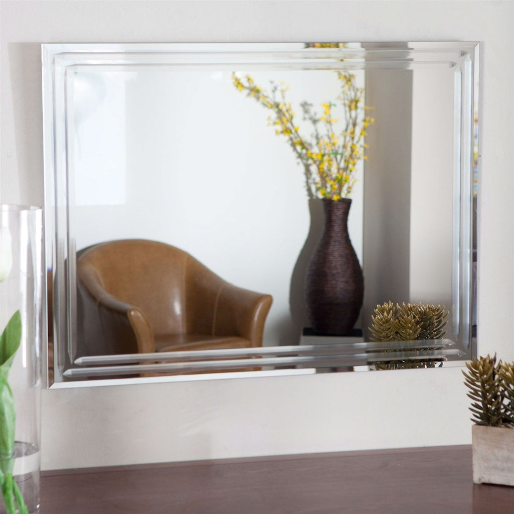 Rectangular 31.5-inch Bathroom Vanity Wall Mirror with Triple-Bevel Design - Deals Kiosk
