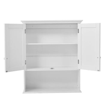 White Wall Mount Bathroom Cabinet with Storage Shelf - Deals Kiosk