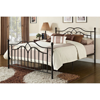 Full size Modern Classic Metal Bed Frame in Brushed Bronze Finish with Headboard and Footboard - Deals Kiosk