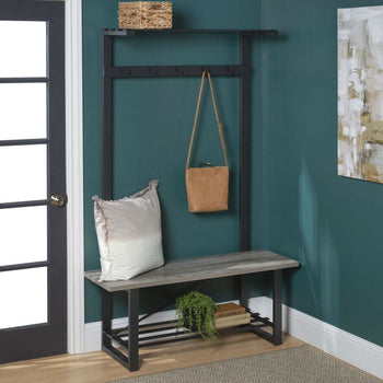 Gray Rustic Sturdy Metal Entryway Hall Tree Coat Rack - Deals Kiosk