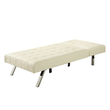 Vanilla Chaise Lounge Sleeper Bed with Contemporary Chrome Legs - Deals Kiosk