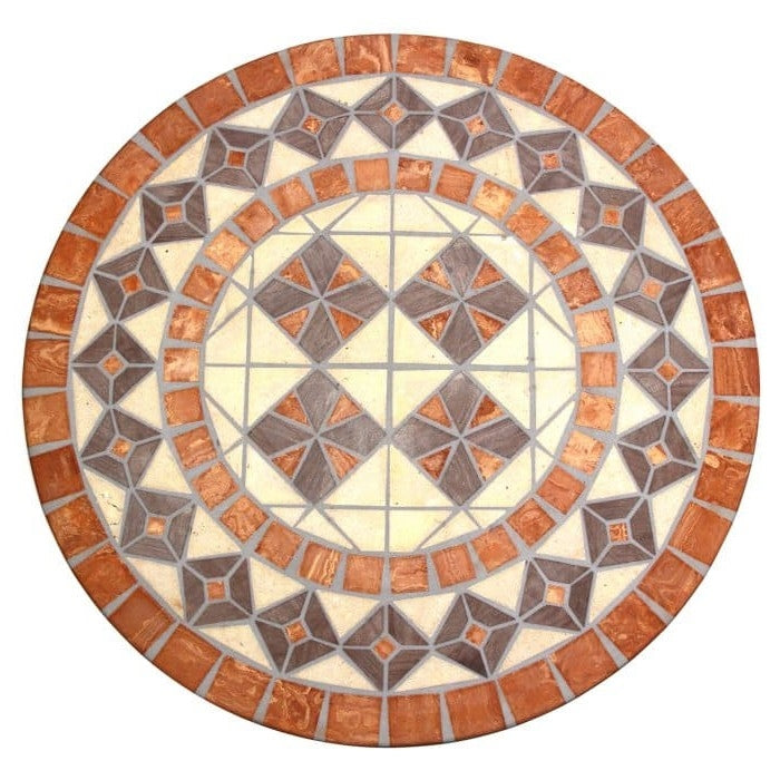 24-inch Round Bistro Style Mosaic Terracotta Tile Outdoor Patio Table - Deals Kiosk