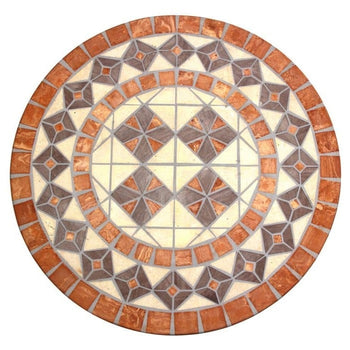 24-inch Round Bistro Style Mosaic Terracotta Tile Outdoor Patio Table - Deals Kiosk