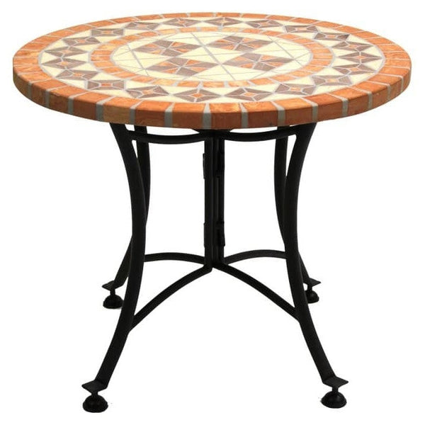 24-inch Round Bistro Style Mosaic Terracotta Tile Outdoor Patio Table - Deals Kiosk