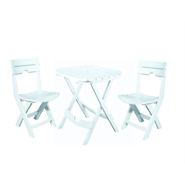 3-Piece Folding Outdoor Patio Furniture Bistro Set in White - Deals Kiosk