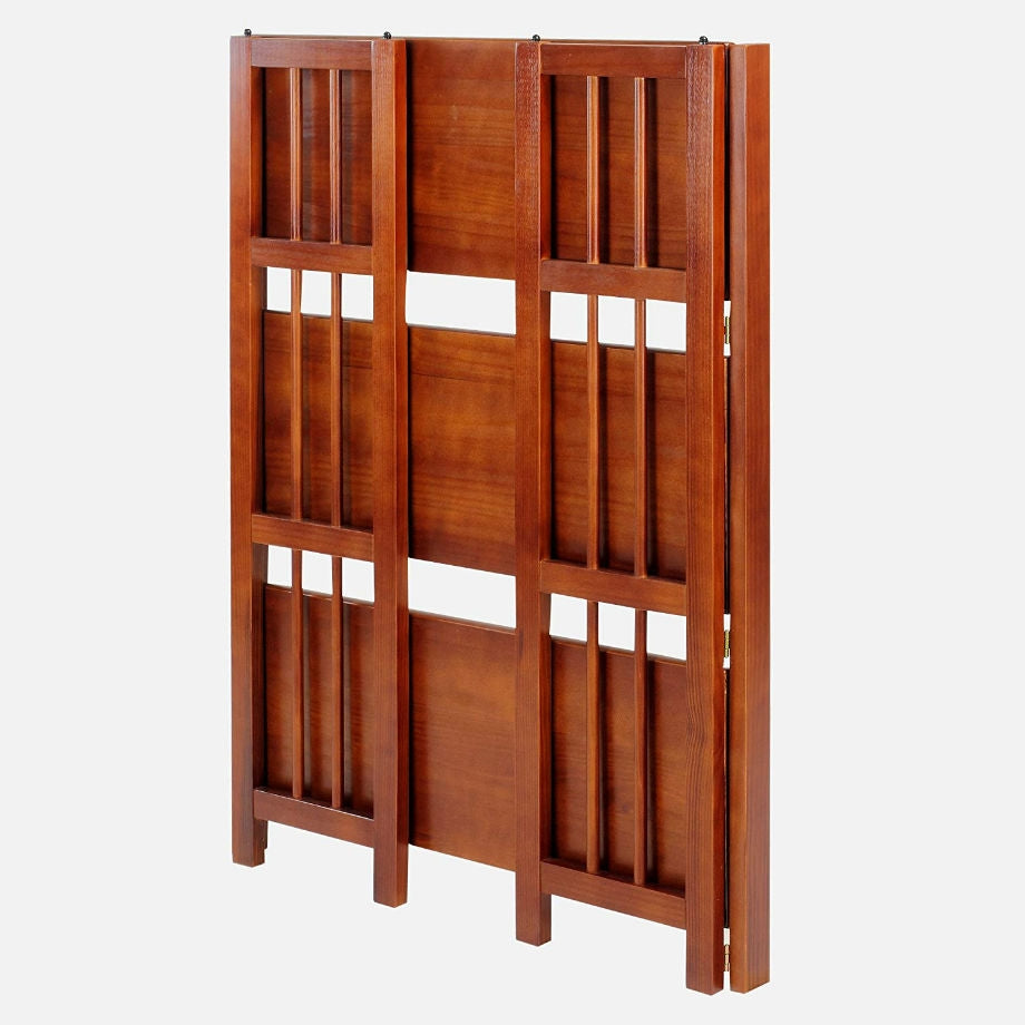 3-Shelf Folding Storage Shelves Bookcase in Walnut Wood Finish - Deals Kiosk