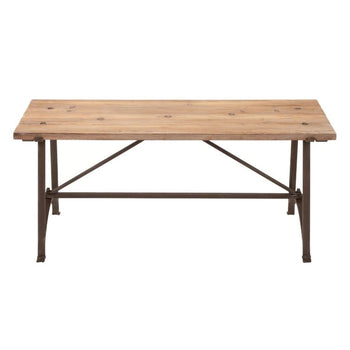 Iron Frame Accent Bench with Solid Wood Seat