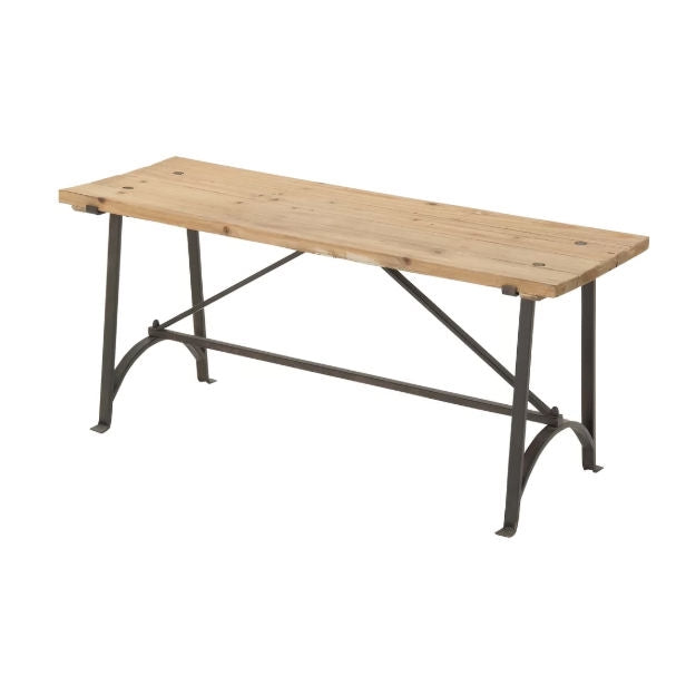 Iron Frame Accent Bench with Solid Wood Seat - Deals Kiosk