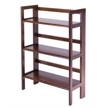 3-Shelf Stackable Folding Bookcase in Distressed Walnut Finish - Deals Kiosk